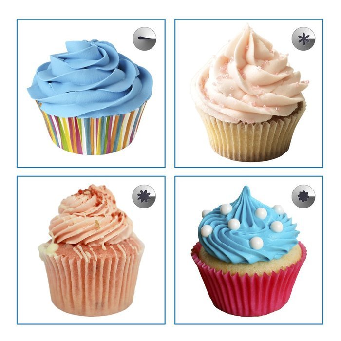 Sorbus Cake Decorating Set&mdash;Includes 24 Stainless Steel Tips, Silicone Reusable Piping pastry bag, 2 Reusable Couplers... N4