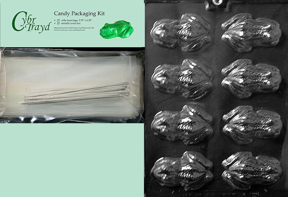Cybrtrayd MdK25S-A126 Frog Animal Chocolate Candy Mold with Packaging Kit