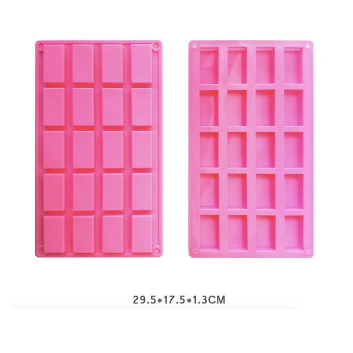 20 Cavity Rectangle Silicone Mold Pan for Cake, Biscuit, Ice Cube, Chocolate, Candy, Soap, Candle, Jello, Crayon...