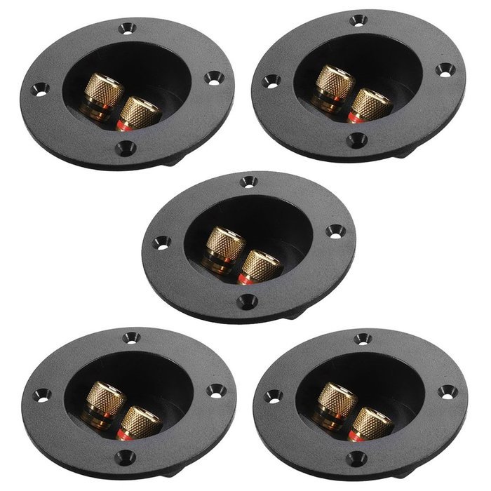 PIXNOR 5pcs DIY Home Car Stereo 2-Way Speaker Box Terminal Binding Post Round Spring Cup Connectors Subwoofer...