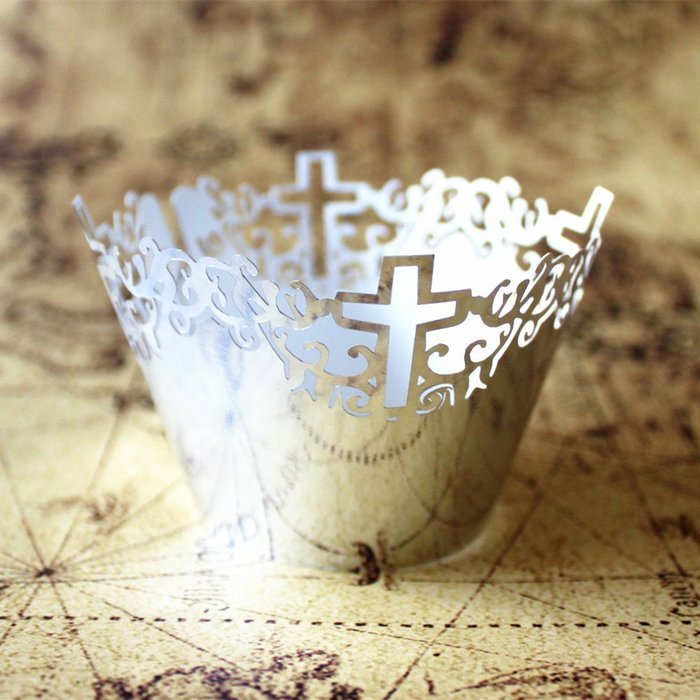 50 Cupcake Paper Cups Lace Muffin Cake Wrapper Cross Wedding Multi-color - Sky Blue, 5 cm 8 cm N7