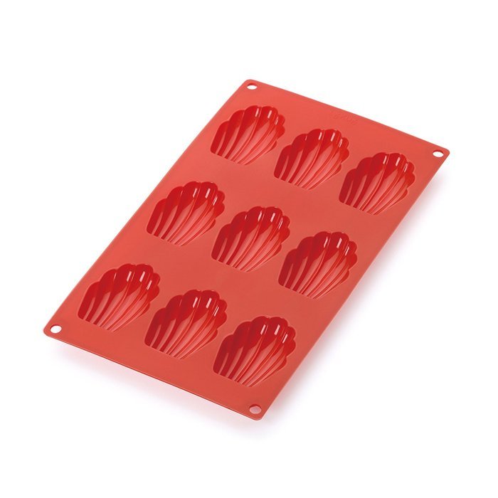 Lekue 9 Cavities Madeleines Multi Cavity Baking Mold, Red