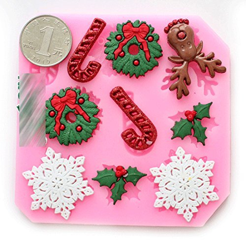 Anyana Molde de silicona de Creative pastel navidad que adorna el molde fondnt DIY N5