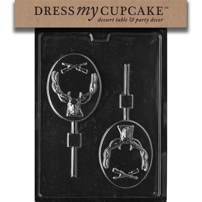Dress My Cupcake DMCS081 Chocolate Candy Mold, Deer Hunter Lollipop