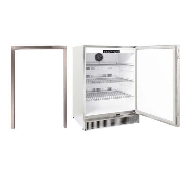 Blaze Bundle Blz-Ssrf-50D Outdoor Rated Stainless 24 In. Refrigerator 5.2 Cu and Matching Trim N4