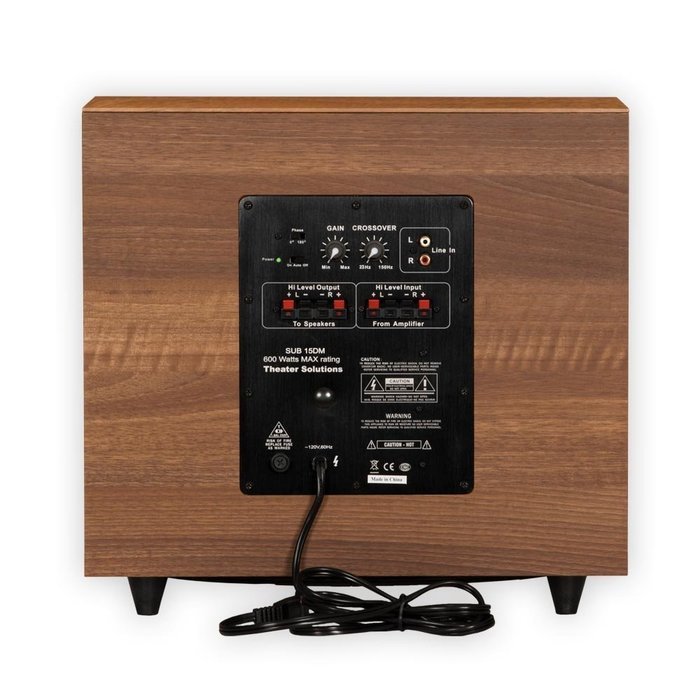 Theater Solutions SUB15DM Down Firing Powered Subwoofer (Mahogany) N4