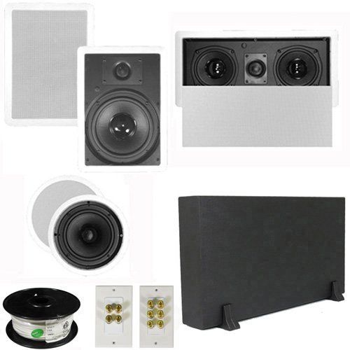 Theater Solutions 5.1 Home Theater 8" and 6.5" Speakers, Center, 8" Powered Sub and More TS6C8WL51SET1