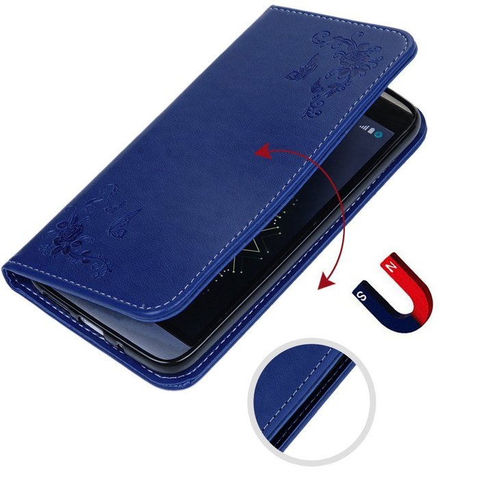 LG G5 Case,LG H868 Case - Wallet Folio Flip Magnetic Smart Closure Embossed Butterflies PU Leather Case with Stand... N50