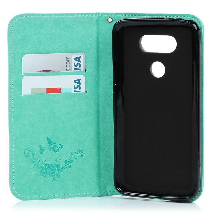 LG G5 Case,LG H868 Case - Wallet Folio Flip Magnetic Smart Closure Embossed Butterflies PU Leather Case with Stand... N64