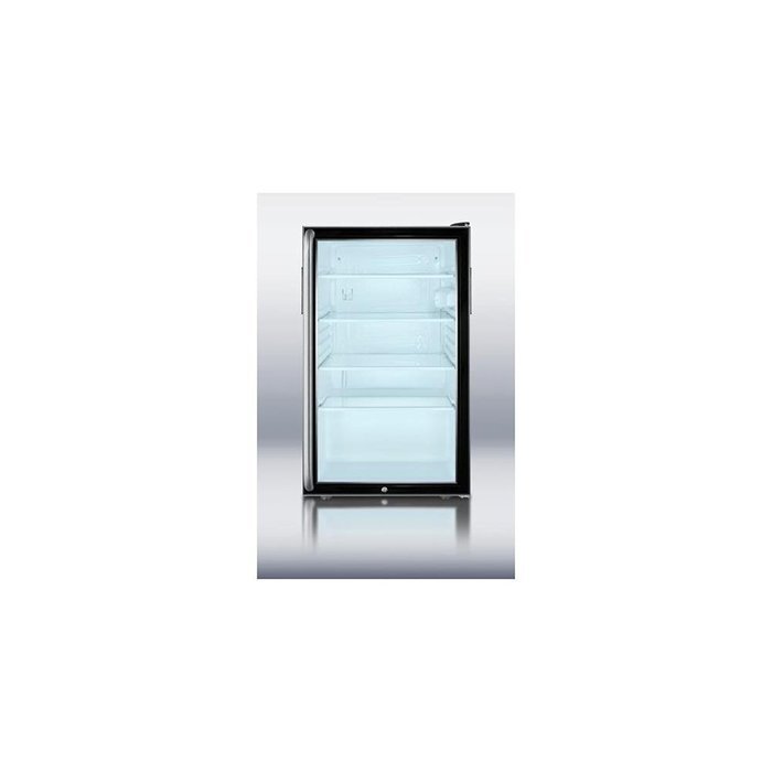Summit SCR500BLBI7SH: Commercially listed 20" wide glass door all-refrigerator for built-in use, auto defrost... N4