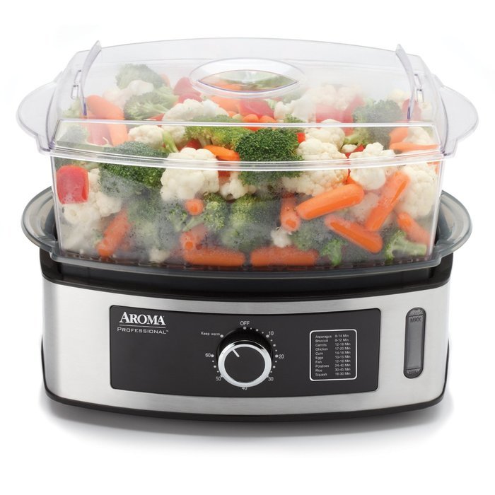 Aroma Housewares Professional 5-Quart Food Steamer, Stainless Steel N5