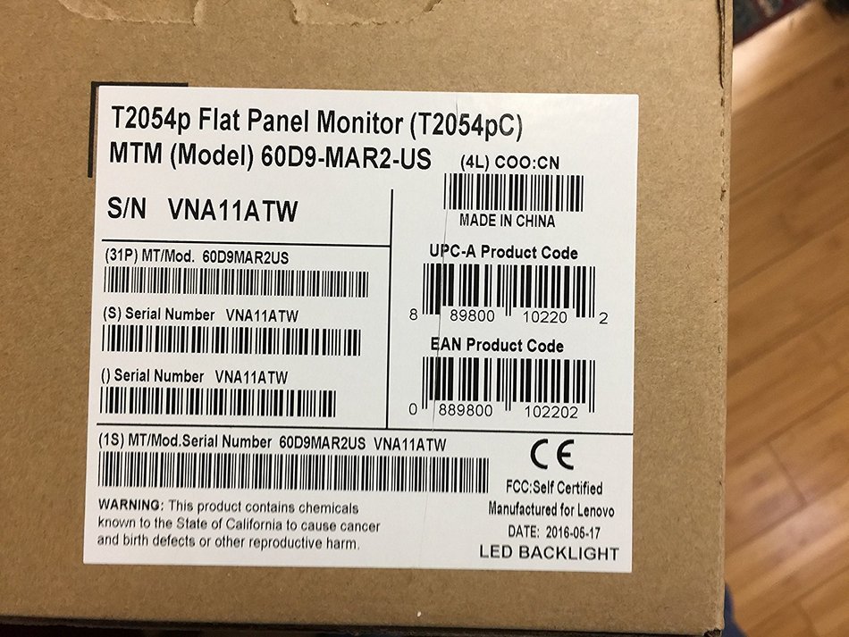 LENOVO THINKVISION T2054P - LED MONITOR - 19.5" 60D9MAR2US