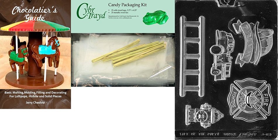 Cybrtrayd J083 Firefighter Kit Chocolate Candy Mold with Exclusive Cybrtrayd Copyrighted Chocolate Molding Instructions N4