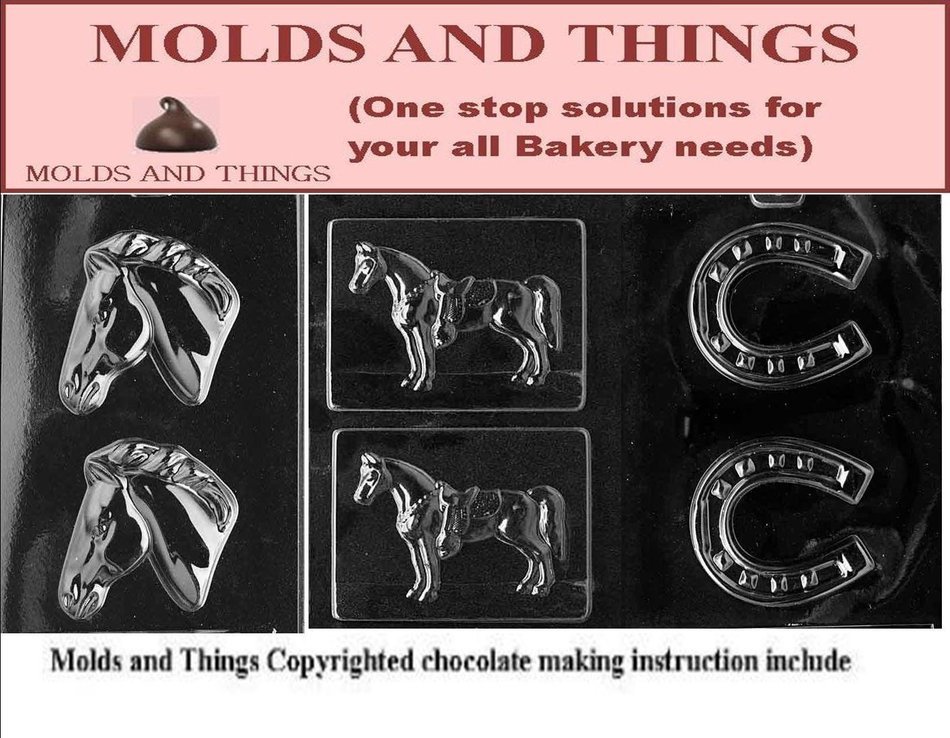 Molds and Things Horse Chocolate Candy Mold with Molds and Things &copy; Chocolate Molding Instruction -Set of 3