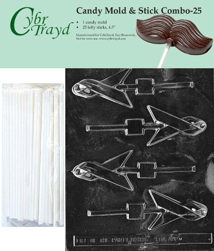 Cybrtrayd 45St25-M134 Awareness Ribbon Lolly Chocolate Candy Mold with 25 Cybrtrayd 4.5" Lollipop Sticks