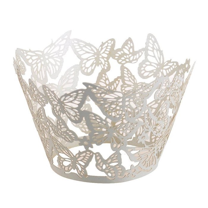 HUAL Cupcake Wrappers 50 Filigree Artistic Bake Cake Paper Cups Butterfly Lace Laser Cut Liner Baking Cup Muffin... N11