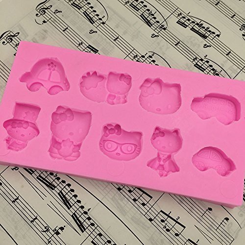 Anyana Car Hello Kitty Silicone Fondant Mold Cake Decorating Pastry Gum Pastry Tool Kitchen Tool Sugar Paste Baking... N4