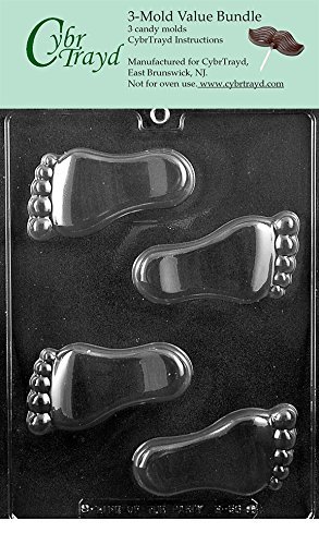 CybrTrayd B056-3BUNDLE Feet Chocolate Candy Mold with Exclusive Copyrighted Chocolate Molding Instructions