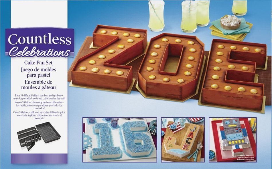 Wilton 2105-0801 Countless Celebrations Letters & Numbers Non-Stick Bakeware Set N5