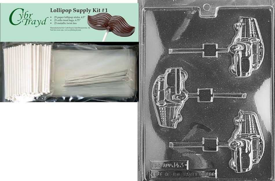Cybrtrayd J043 School Bus Lolly Chocolate Candy Mold with Exclusive Cybrtrayd Copyrighted Chocolate Molding Instructions N5
