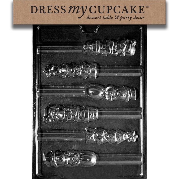 Dress My Cupcake Chocolate Candy Mold, X-Mas Pretzel Top Assorted, Christmas