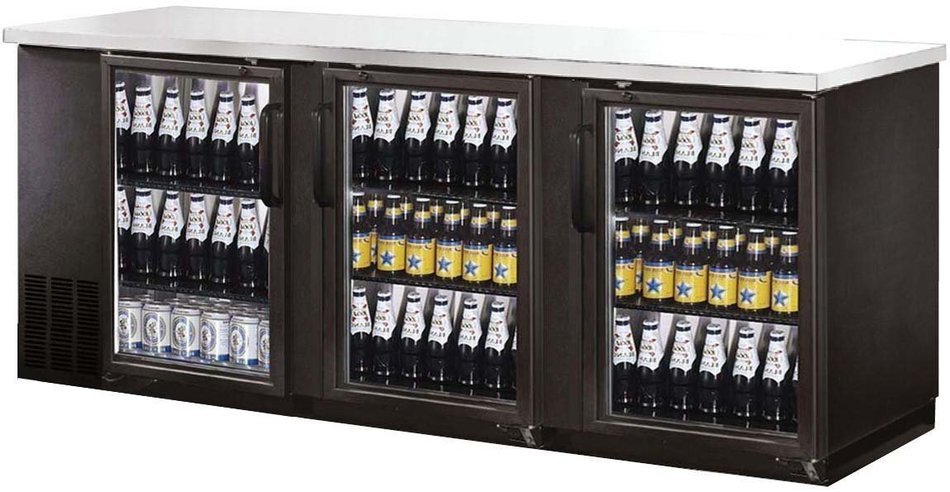 UBB-4G 27" Depth 90" Three Glass Door Back Bar Cooler