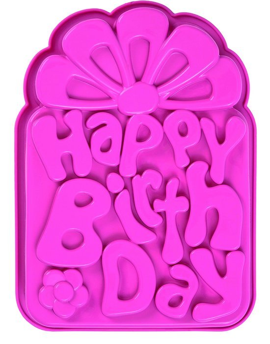 Pavoni FRT161 Platinum Silicone Happy Birthday Cake Mould, Pink