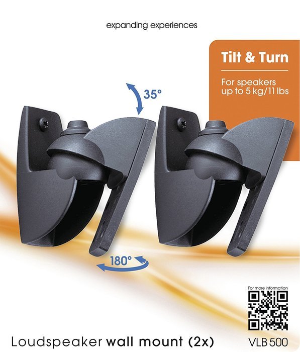 Vogel's VLB Series Loudspeaker Wall Mount (set of 2), Swiveling, VLB 200 Max 44lbs, Black N9
