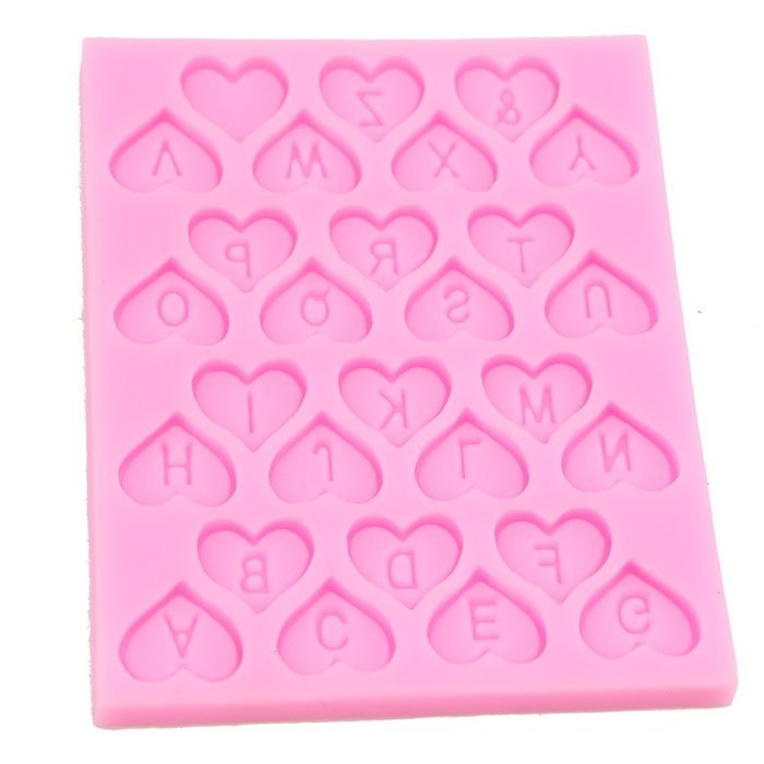 Julyshop Heart Alphabet Letter Mold Silicone Decorating Chocolat Fondant Cake Mould Tool N7