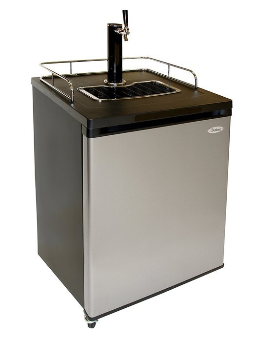 Vinotemp VT-FULLKEG Full Keg Beer Dispenser with Empty CO2 Tank and Gauge, Silver/Black