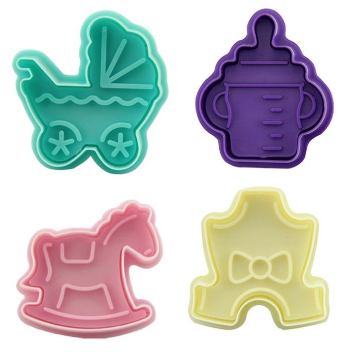 C-Pioneer Set of 4 Hobbyhorse Feeder Car Clothing Shaped Cake Fondant Pan Baking Molds for Kids, Pets, Dog-lovers... N3