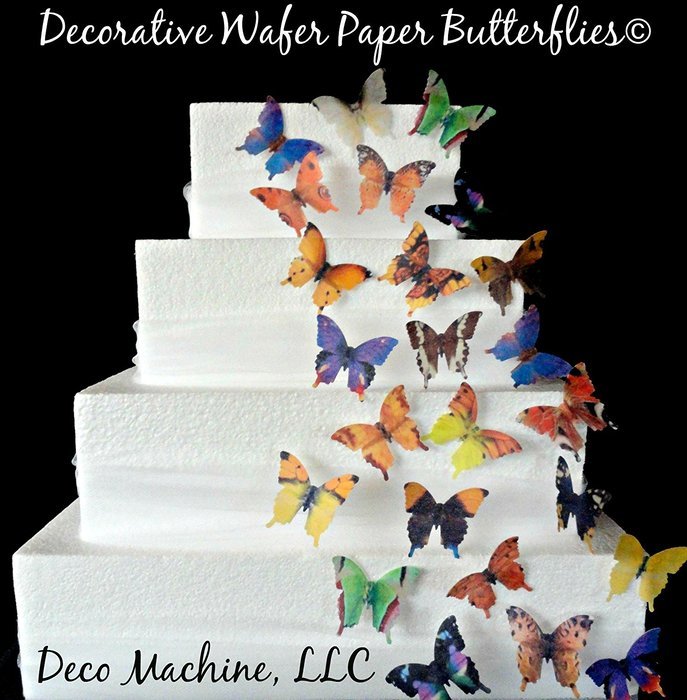 24 Rare Assorted Decorative Wafer Paper Butterflies&copy; Set 1.75" Size Cake Decorations Cupcake Toppers N2