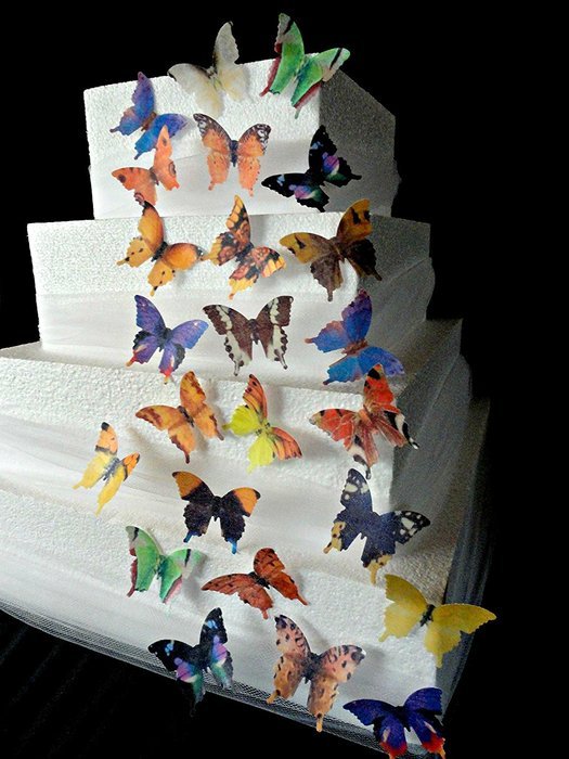 24 Rare Assorted Decorative Wafer Paper Butterflies&copy; Set 1.75" Size Cake Decorations Cupcake Toppers N3