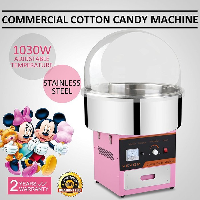 OrangeA 1030 Watts Stainless Steel Cotton Candy Machine with Cart and Cover &ndash; Pink N36