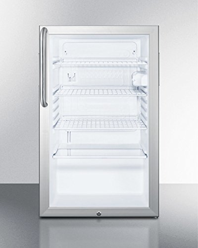 Summit SCR450L7CSS 20" Commercially Approved Compact Refrigerator with 4.1 Auto Defrost Interior Light and Glass... N3