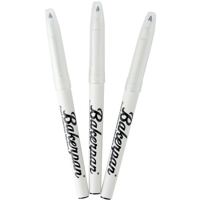 Bakerpan Food Coloring Markers, Fine Tip, Black, Set of 3
