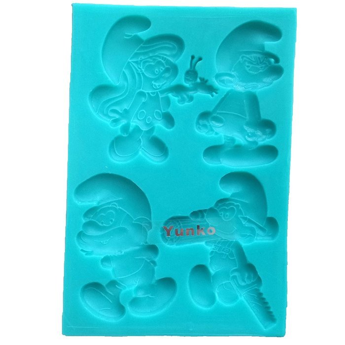 Yunko Cartoon the Smurfs & Friends Cake Decorating Tools Silicone Fondant Mold Chocolate Candy Sugar Mould N3