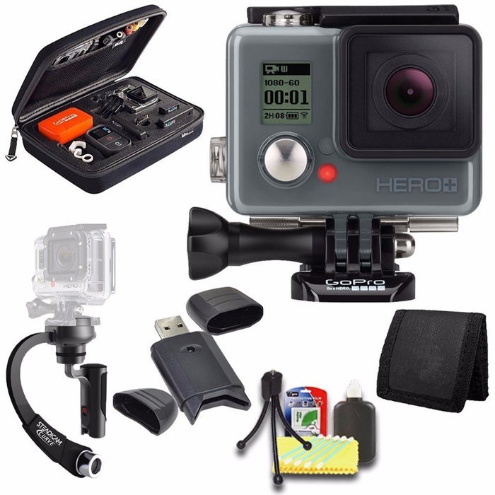 GoPro HERO+ LCD + Steadicam Curve for GoPro HERO Action Cameras (Black) + Case for GoPro HERO4 and GoPro Accessories...