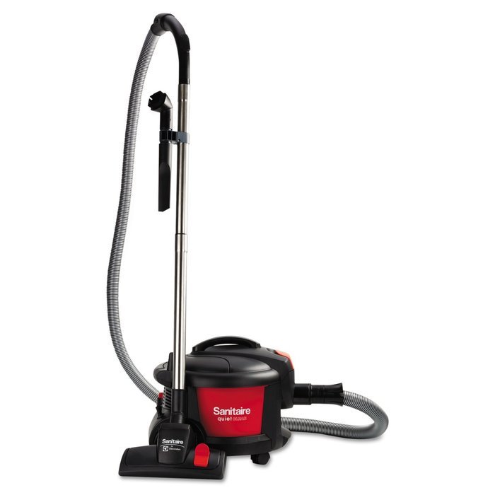 Electrolux Sanitaire SC3700A Quiet Clean Canister Vacuum, 9.0 Amp, 11" Cleaning Path, Red/Black