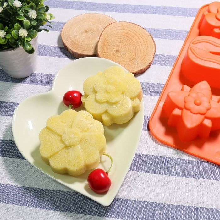 Cake Bread Molds, 2PCS YYP [6 Cavity Flower Shape Mold] Silicone Cake Bread Making Mold for Home Baking - Reusable... N8