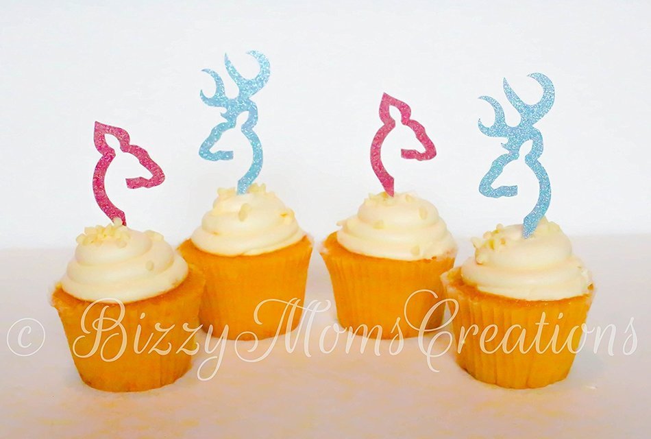 Set of 12 - Deer or Does baby shower Cupcake Toppers - Gender Reveal - Browning cupcake toppers - baby shower...