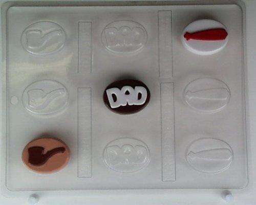 Ovals. Dad, Pipes, Ties F007 Happy Father's Day Chocolate Candy Mold