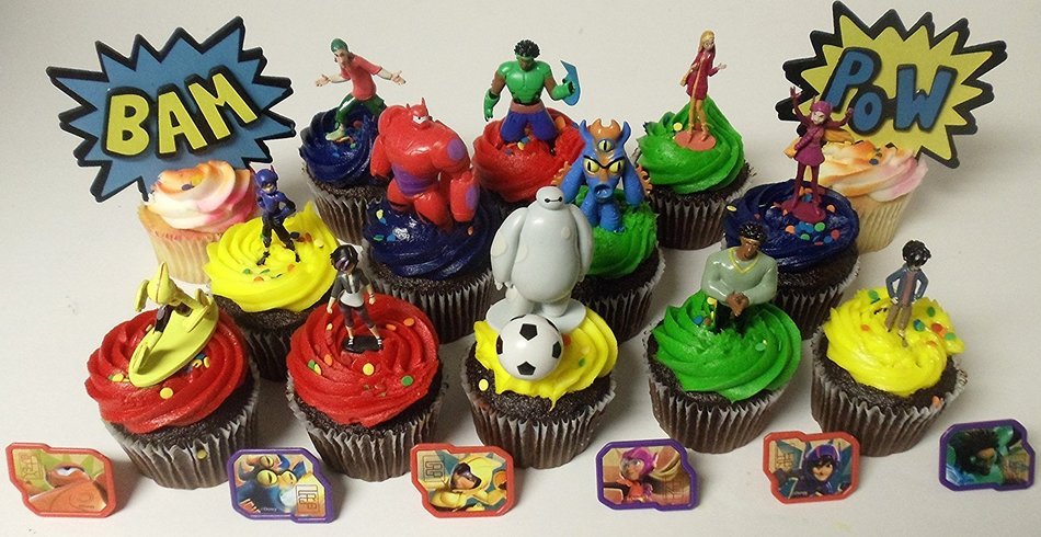 Big Hero 6 Deluxe 21 Piece Cupcake Topper Set Featuring 6 Big Hero Party Cake Rings, Soccer Ball, Bam & Pow Signs... N4