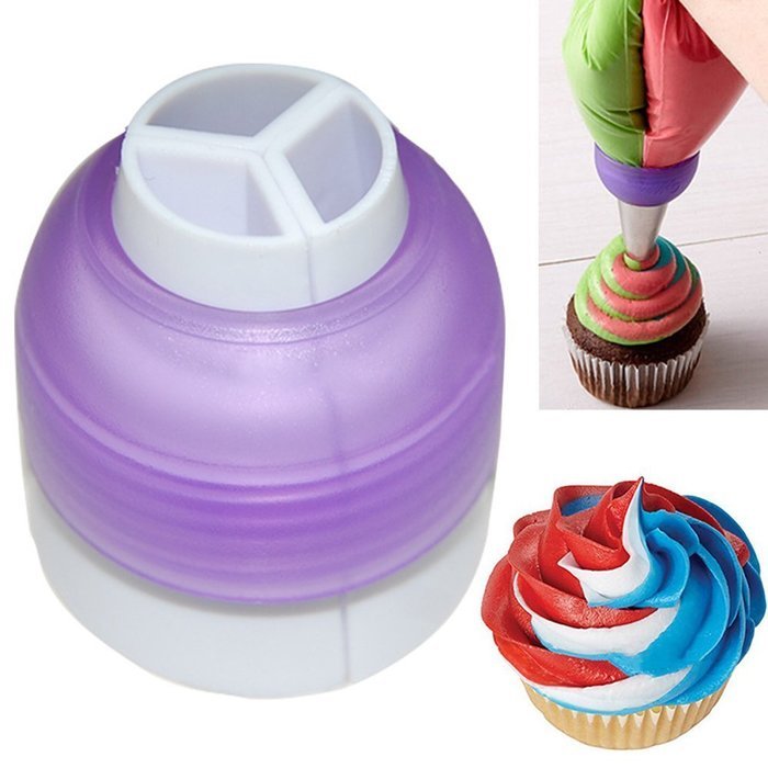 Polytree Icing Piping Bag Nozzle Converter Tri-color Cream Coupler Cake Decorating Tools