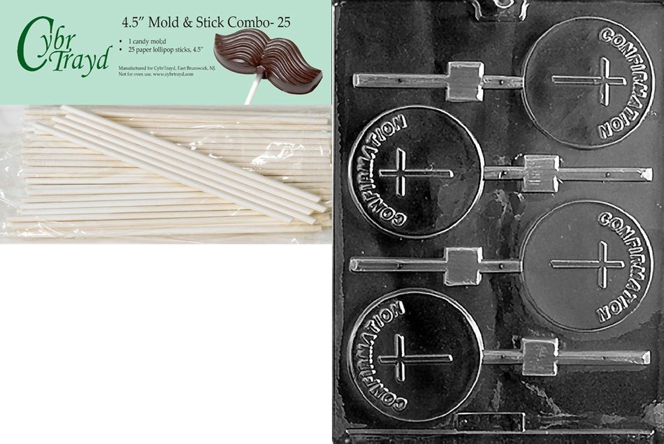 Cybrtrayd R027 Confirmation Lolly Chocolate Candy Mold with Exclusive Cybrtrayd Copyrighted Chocolate Molding... N5