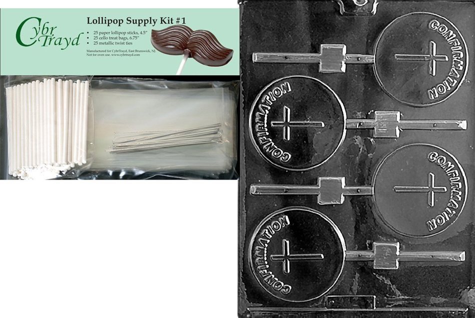 Cybrtrayd R027 Confirmation Lolly Chocolate Candy Mold with Exclusive Cybrtrayd Copyrighted Chocolate Molding... N6