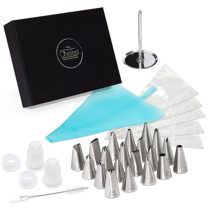 Cake Decorating Tip Set by Chefast - Perfect for Cakes, Cupcakes, and Cookie Decoration - Premium Kit of 20 Piping... N4