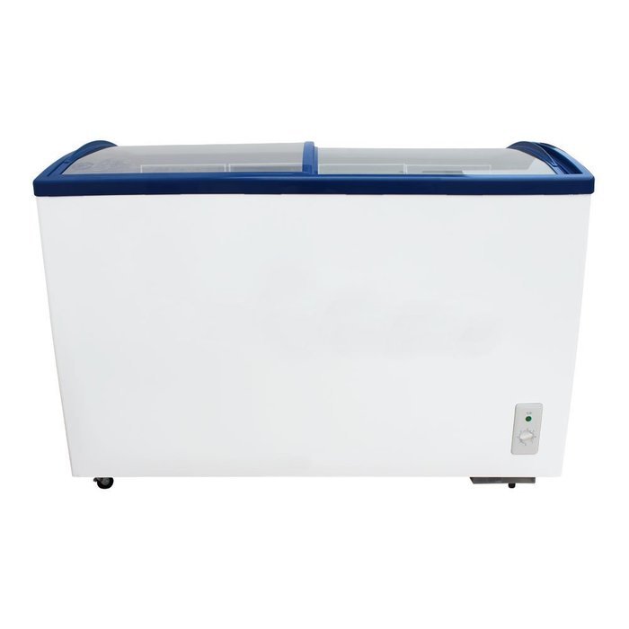 351L Curved Glass Sliding Double Doors Ice Cream Merchandise Display Showcase Deep Freezers Commercial Refrigerator... N2