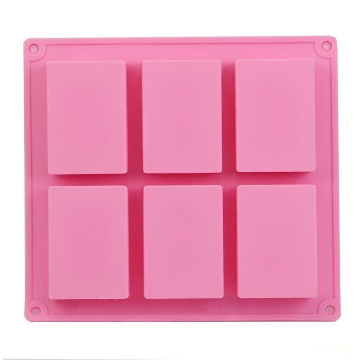 Kamlife KT 6 Cavity Plain Basic Rectangle Soap DIY Mold Silicone Mould for Homemade Craft N4