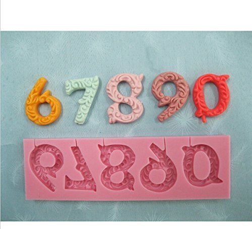Alphabet Number 0-9 3d Silicone Mold with Lollipop Hole Fondant Cake Decorating By Palker Sky N2